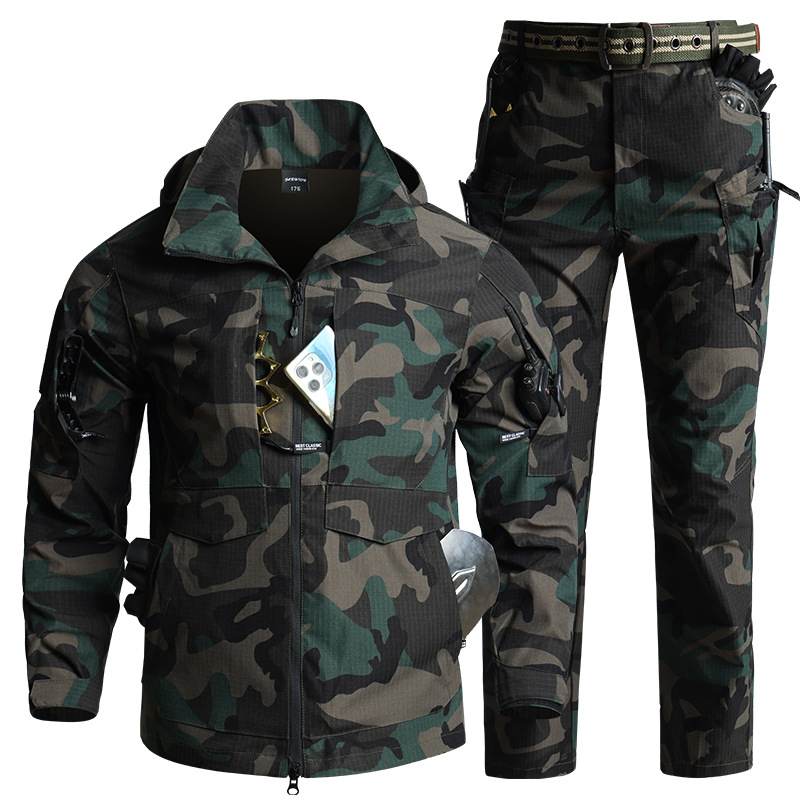 Hunting Outdoor Pants - 남성용 카모플라주 전술 장비 세트 후드형