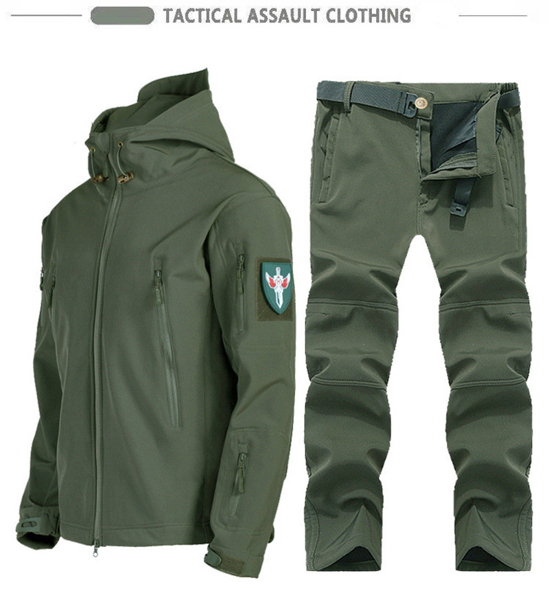 새로운 소프트 쉘 전술 재킷 남성용 겨울 플리스 후드  - Hunting Outdoor Pants 리뷰 및 가격