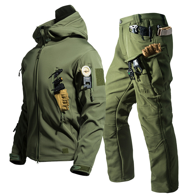 새로운 소프트 쉘 전술 재킷 남성용 겨울 플리스 후드  - Hunting Outdoor Pants 리뷰 및 가격